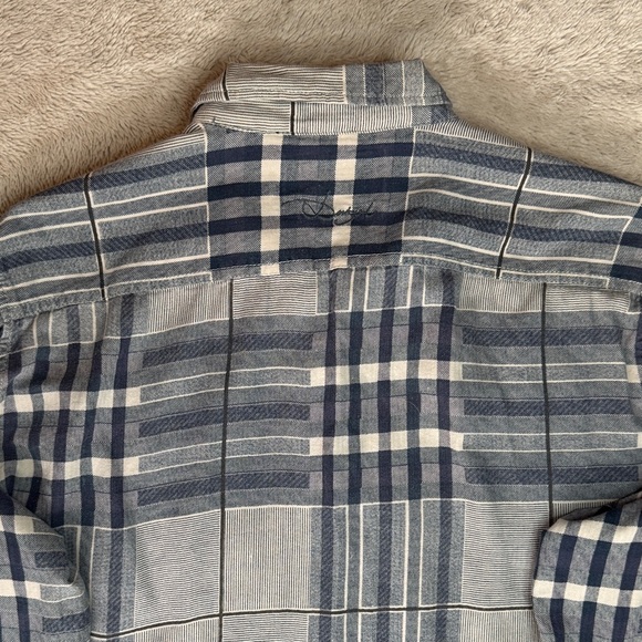 Desigual Rainbow Grey Plaid Patchwork Button-Down Shirt Graffiti Accents sz XL - Picture 8 of 13